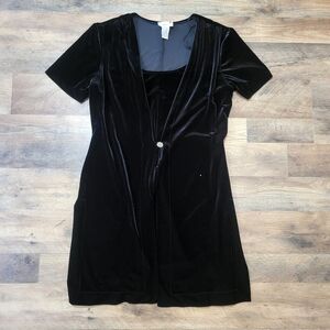 Vintage 90's Scarlett Velvet Short Sleeve Front Wrap Tie Dress Size 9/10